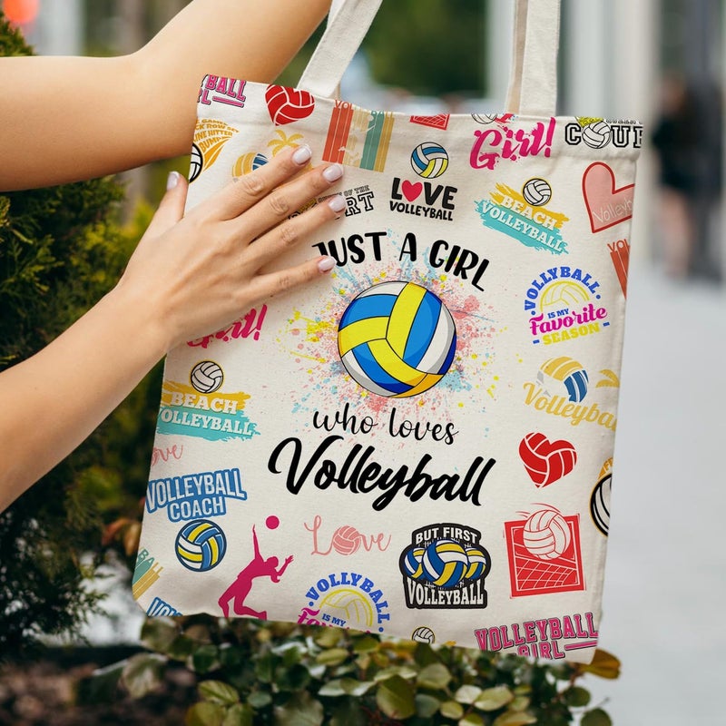RBAFAO Just a Gir who loves Sport, Personalized Tote Bag for Birthday Graduation Gifts,Sport Lovers Gift,Canvas Bag for Women Sister Friends(Volleyball) - Image 3